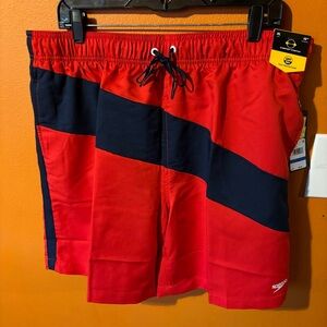 Men’s Speedo Red/Blue Shorts XL NWT